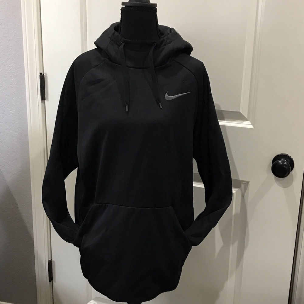 Nike Black Charcoal Dri Fit Large Kangaroo Pullover Hoodie